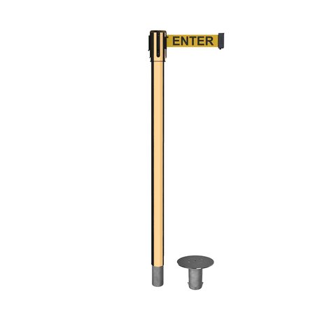 MONTOUR LINE Retractable Belt Removable Stanchion, 2ft Pol.Brass Post  7.5ft Cau MX530R-PB-CAUYB-75